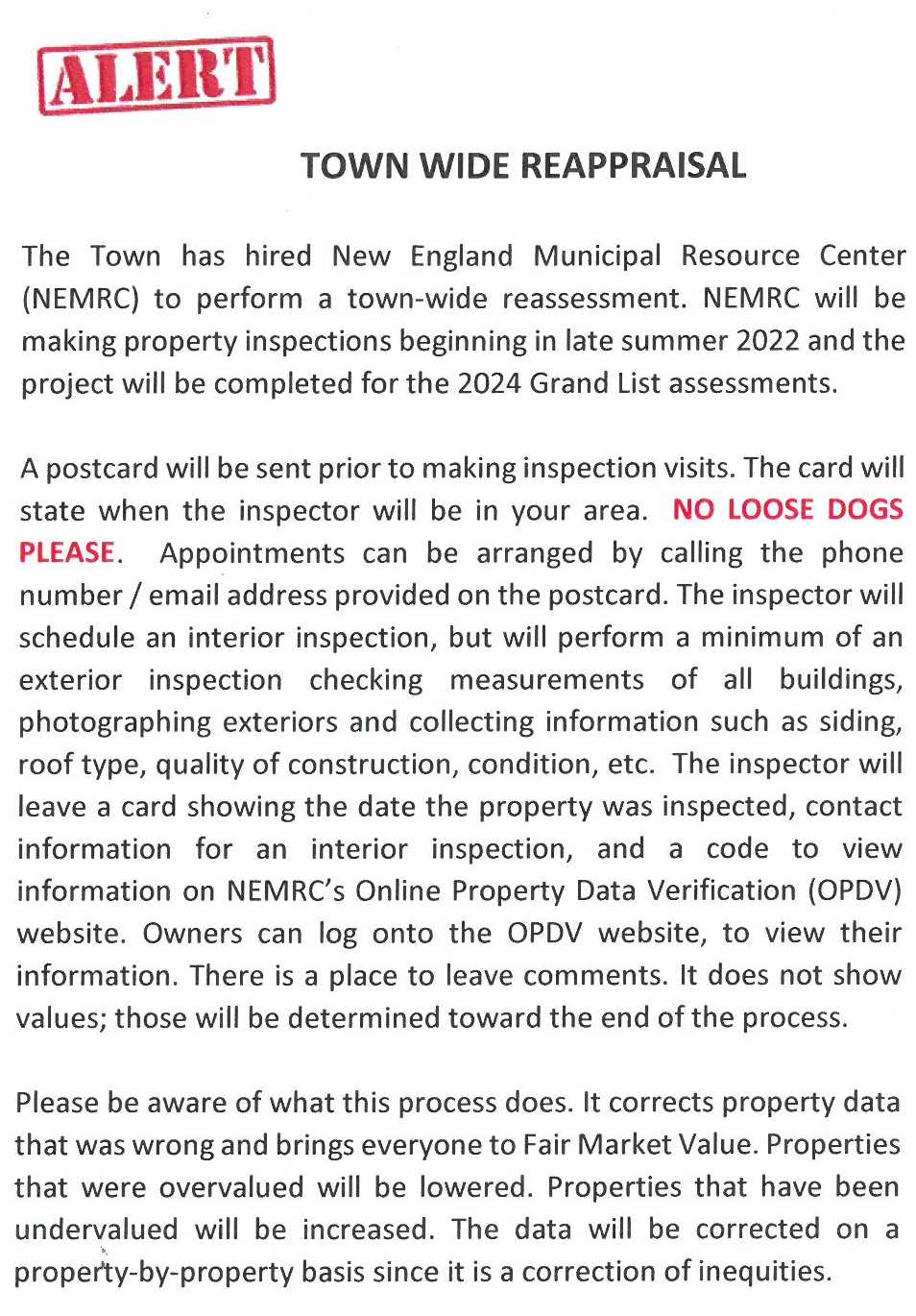 Reappraisal Town of Stamford VT